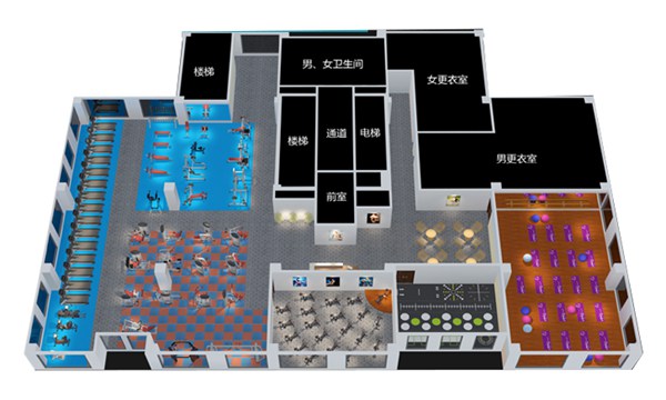 1500平方健身房配置方案-广西谈求吧体育健身器材有限公司
